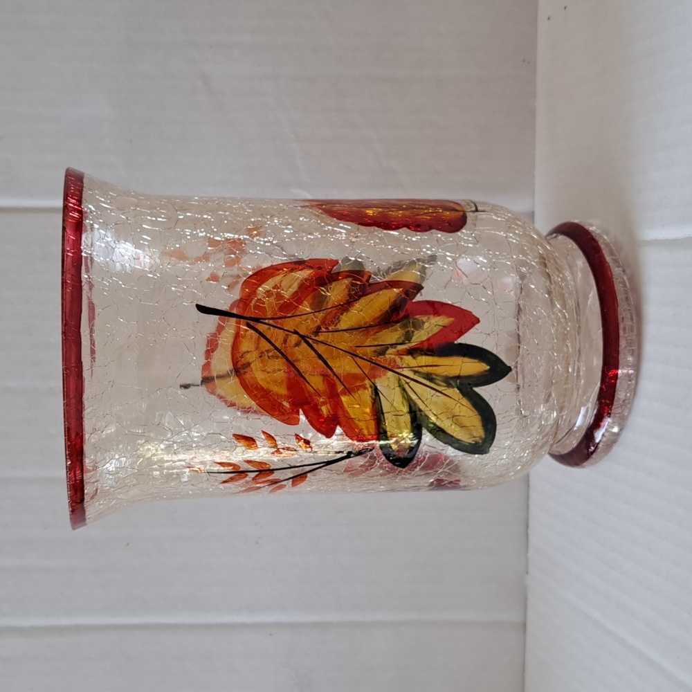 Autumn Leaf Glass Vase Vintage